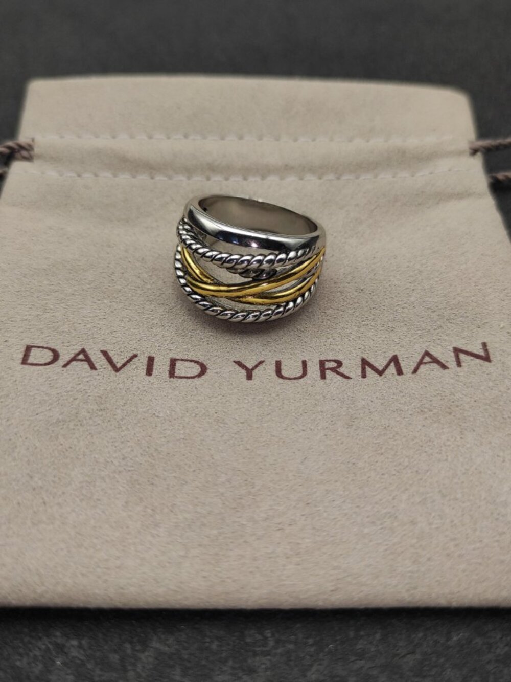 ✨ David Yurman Double-Cylinder Two-Tone Cross Ring